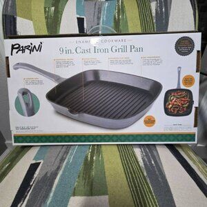 Parini Enameled Cookware 9 Inch Cast Iron Grill Pan Kitchen Essential
